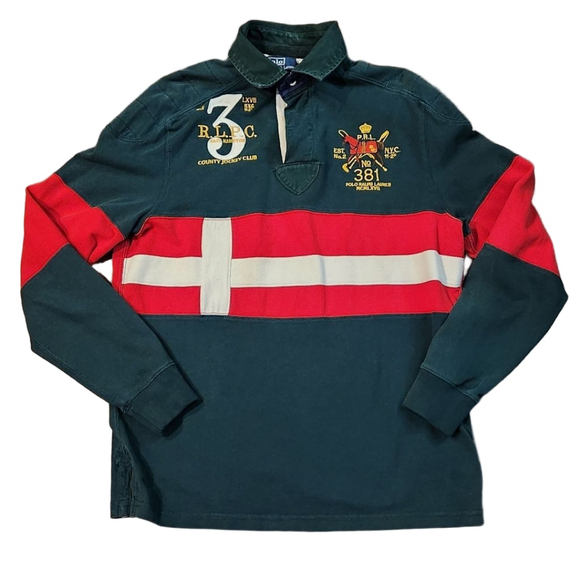 Vintage Polo Ralph Lauren Jockey Club Rugby Long Sleeve Shirt (Size M)